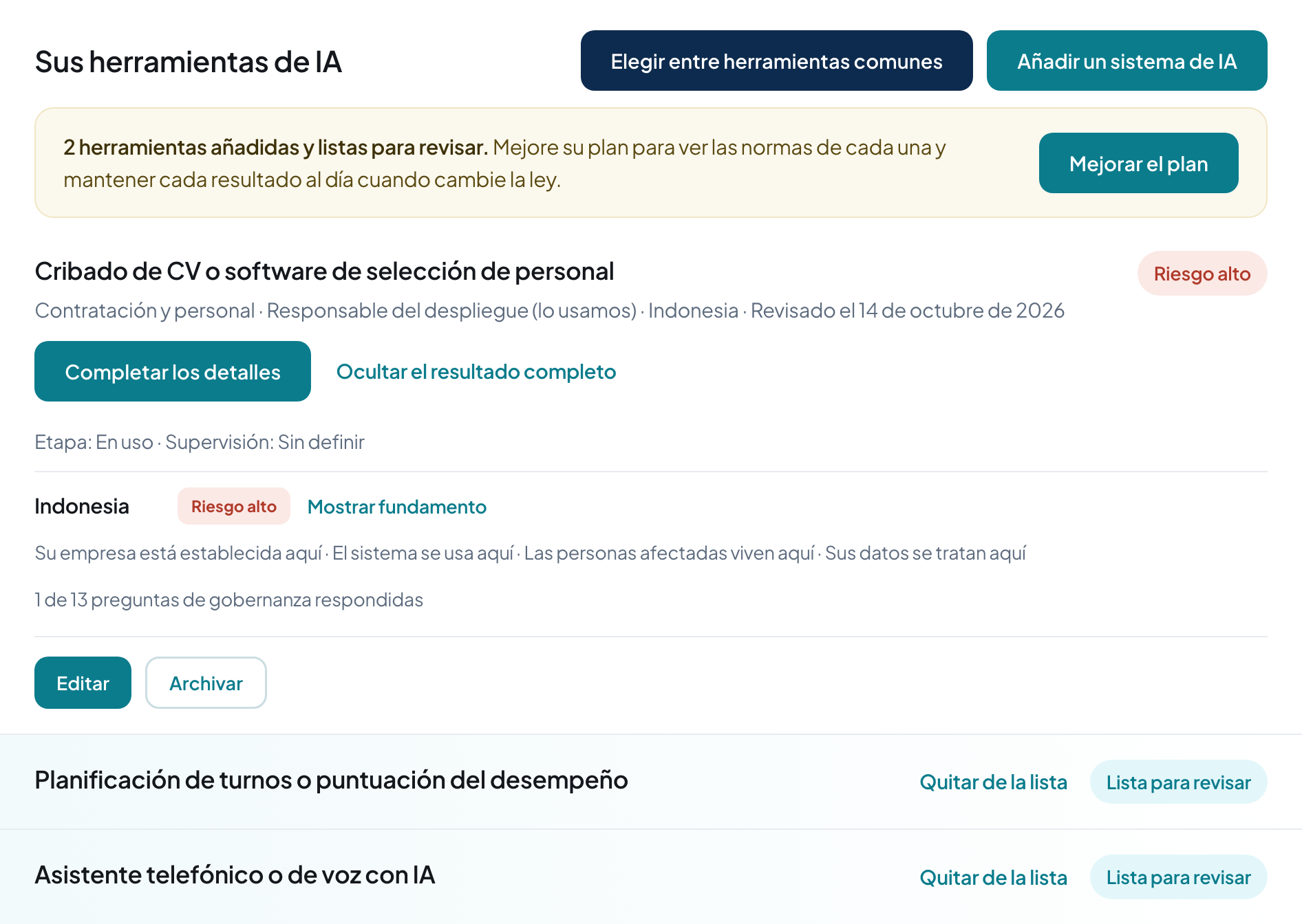 Sus herramientas de IA, cada una con su nivel de riesgo por mercado