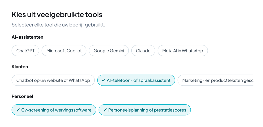 Kies uit gangbare AI-tools