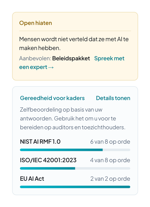 Gereedheid voor drie kaders